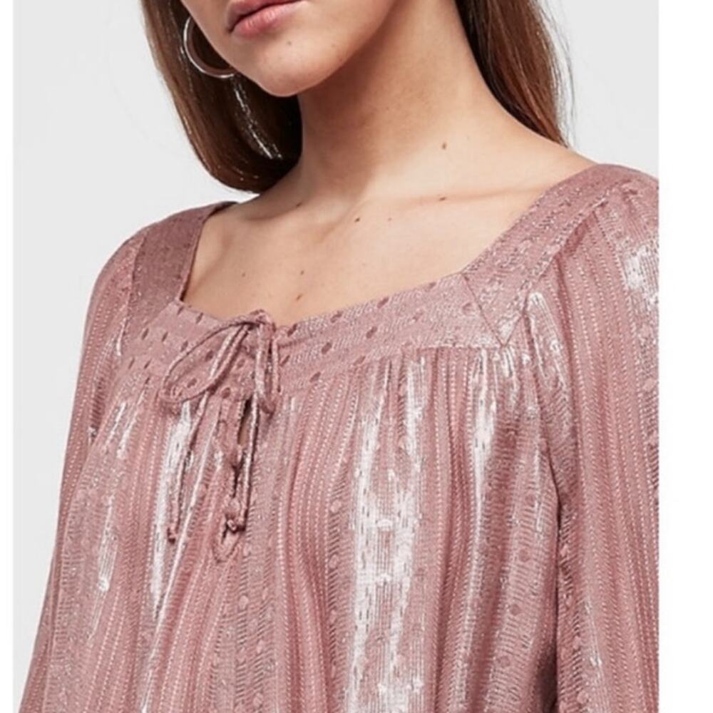 NWT Express Shimmery Rose Pink Blouse Women's Size Medium Glam Boho Fairy Indie